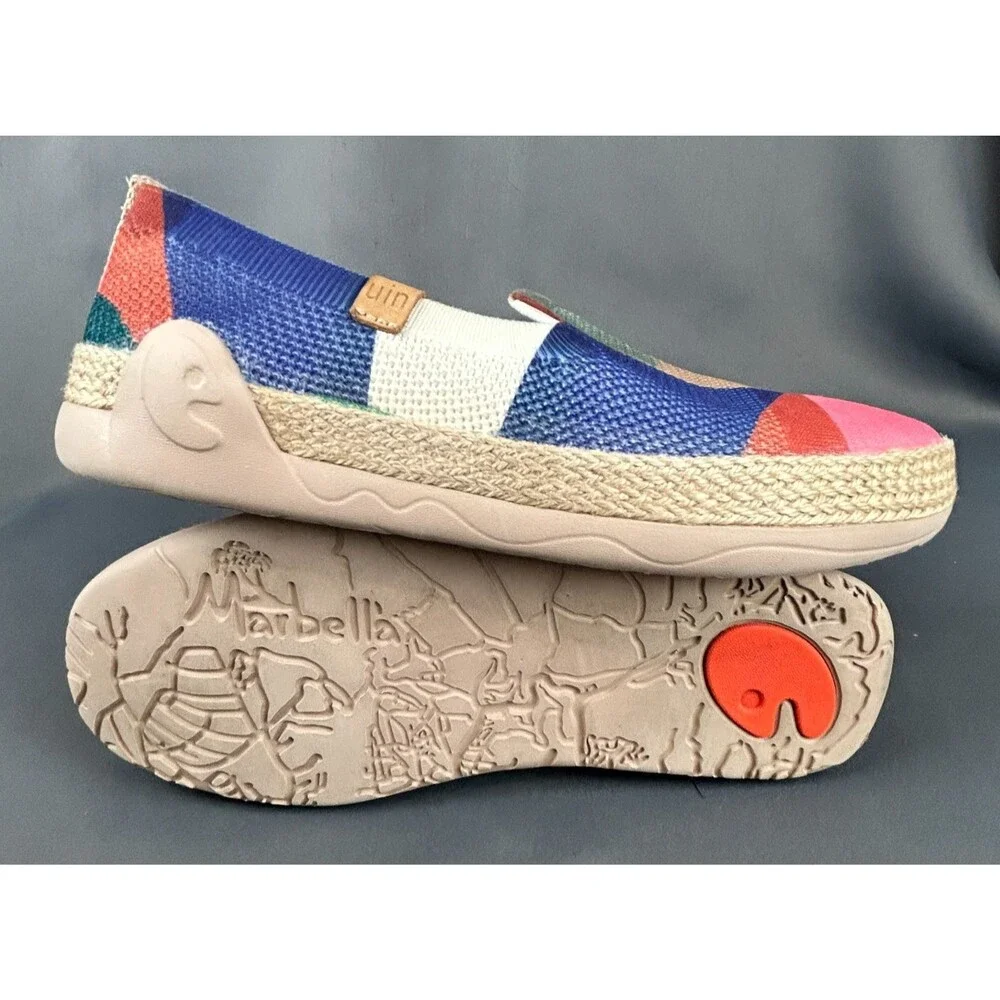 UIN Broad Leaf Marbella Bright Print Slip On Travel Shoes Size 8